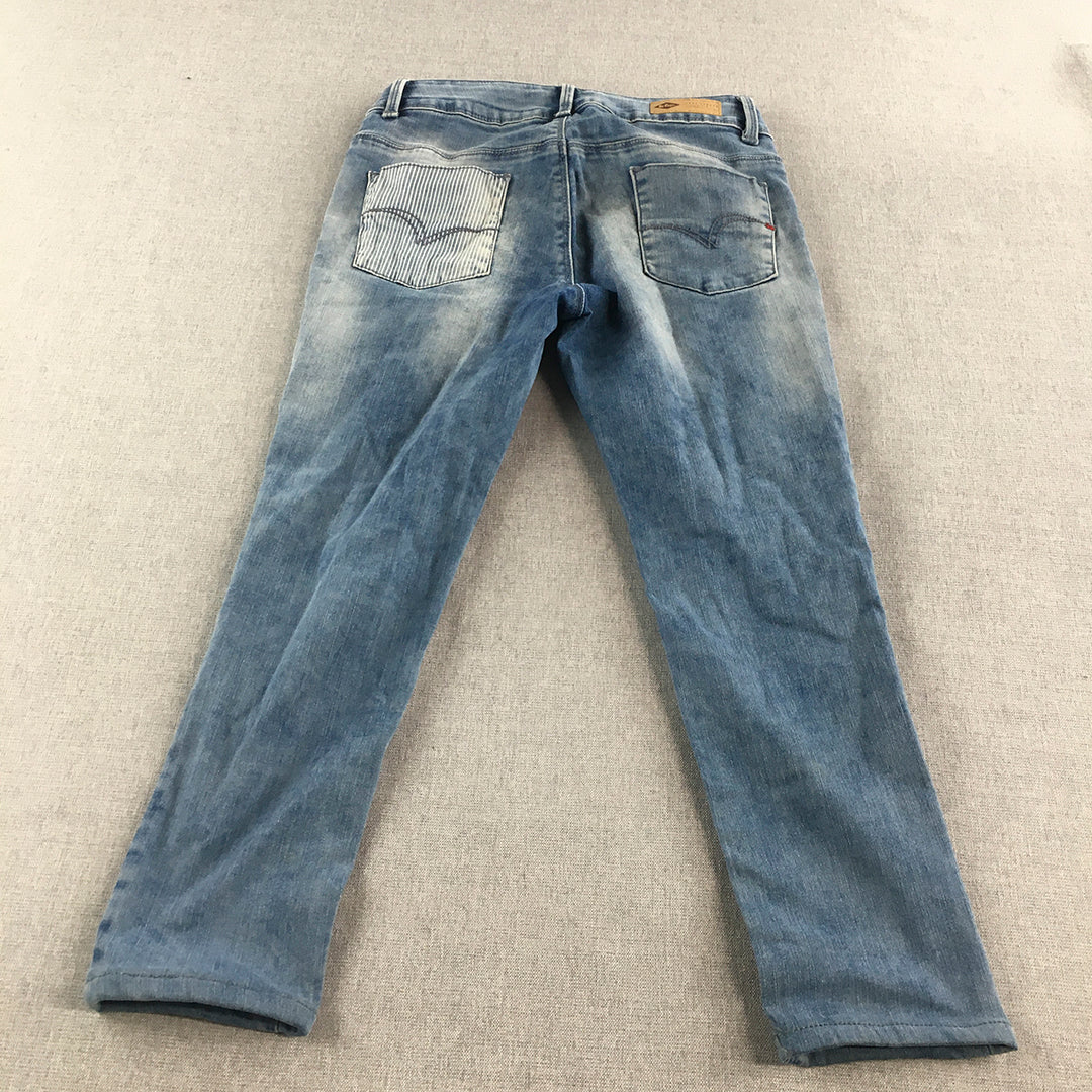 Lee Cooper Kids Boys Jeans Size 11 - 12 Years Blue Light Wash Denim Straight Leg