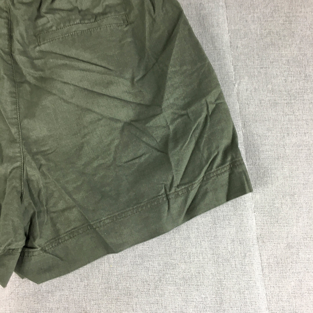 NEW Uniqlo Womens Linen Shorts Size XS Khaki Green Drawstring Pockets