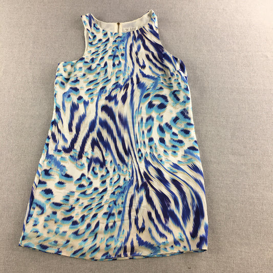 Forever New Womens Mini Dress Size 10 Blue White Dot Abstract Sleeveless