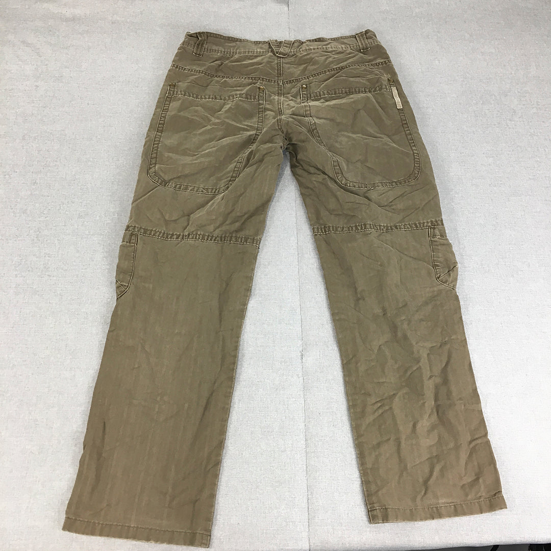 Samuel & Kevin Mens Cargo Pants Size 33 Brown Utility Pockets