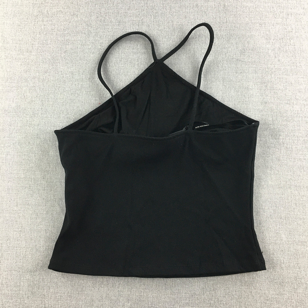 Forever New Womens Camisole Blouse Size S Black Stretch Sleeveless Top