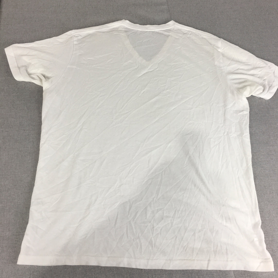 Uniqlo Mens T-Shirt Size XL White V-Neck Neck Short Sleeve Tee