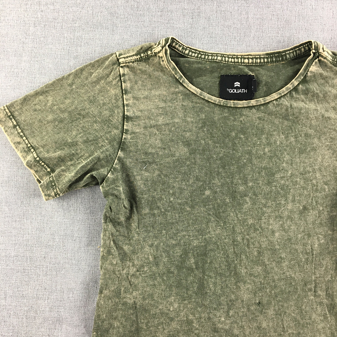 St Goliath Kids Boys T-Shirt Size 7 Green Stone Wash Short Sleeve Top