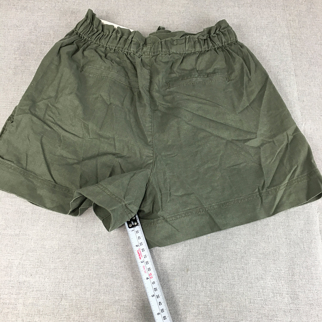 NEW Uniqlo Womens Linen Shorts Size XS Khaki Green Drawstring Pockets