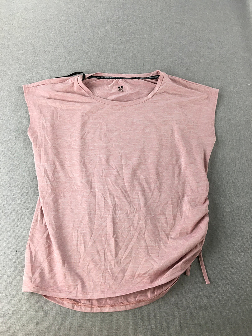 H&M Sport Womens Top Size S Pink Athletic Round Neck Running Gym Shirt