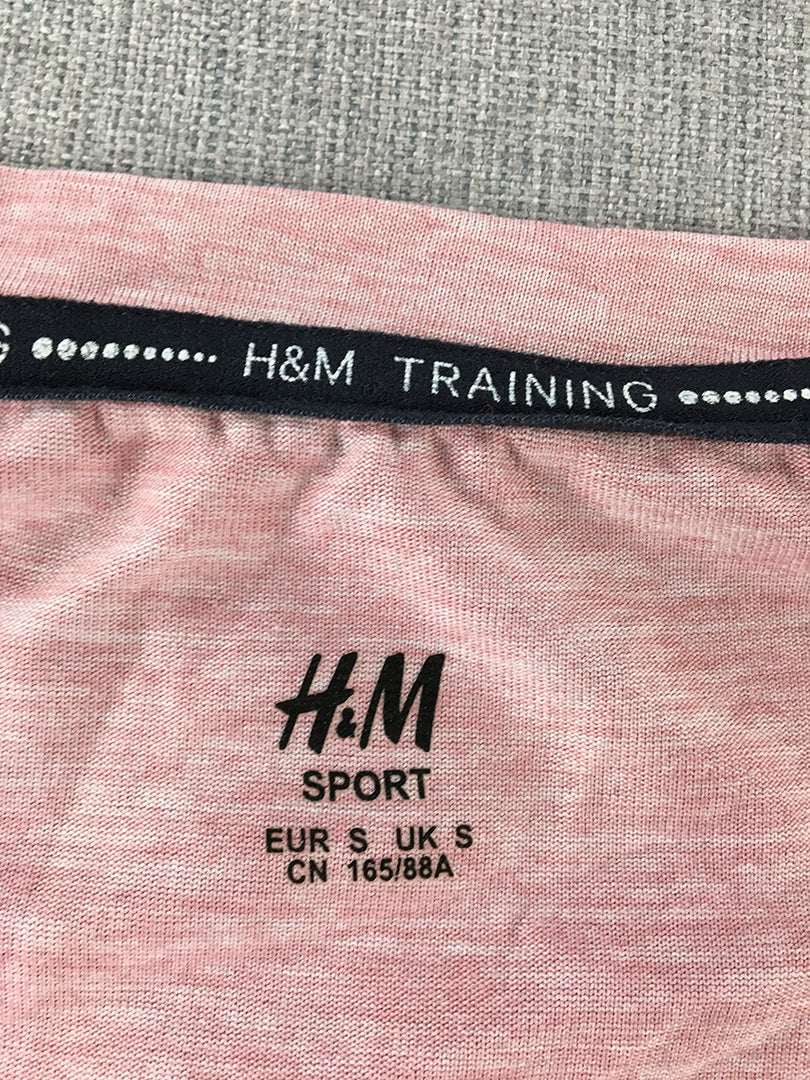 H&M Sport Womens Top Size S Pink Athletic Round Neck Running Gym Shirt