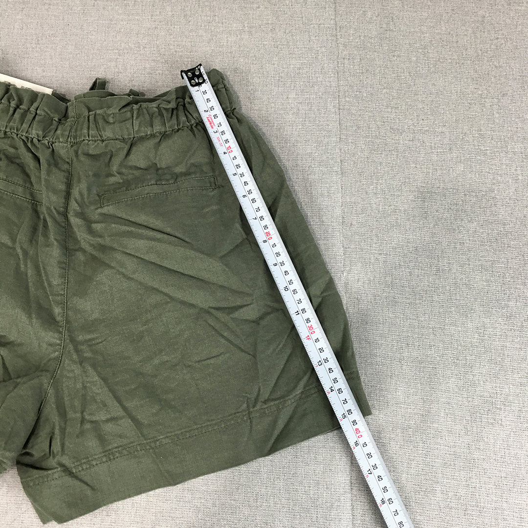 NEW Uniqlo Womens Linen Shorts Size XS Khaki Green Drawstring Pockets