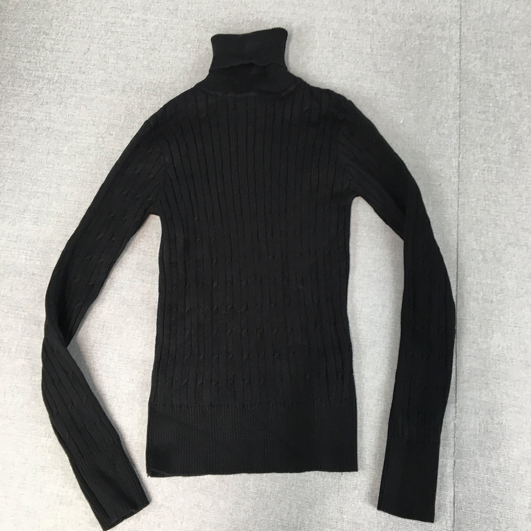 Intruder Womens Knit Sweater Size S/M Black Stretch Fabric Pullover Jumper