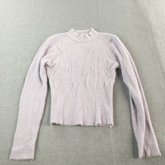 Valleygirl Womens Knit Sweater Size M Lavender Purple Cropped Stretch Jumper