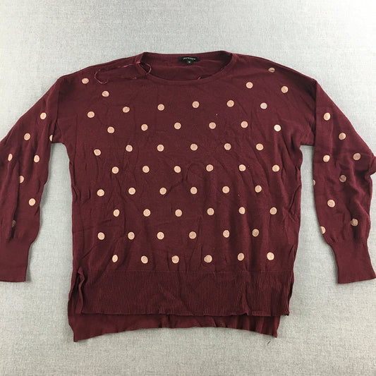 Portmans Womens Knit Sweater Size M Maroon Red Polka Dot Jumper