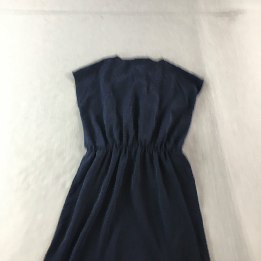 Asos Womens Mini Dress Size 10 Navy Blue Fit & Flare Sleeveless V-Neck