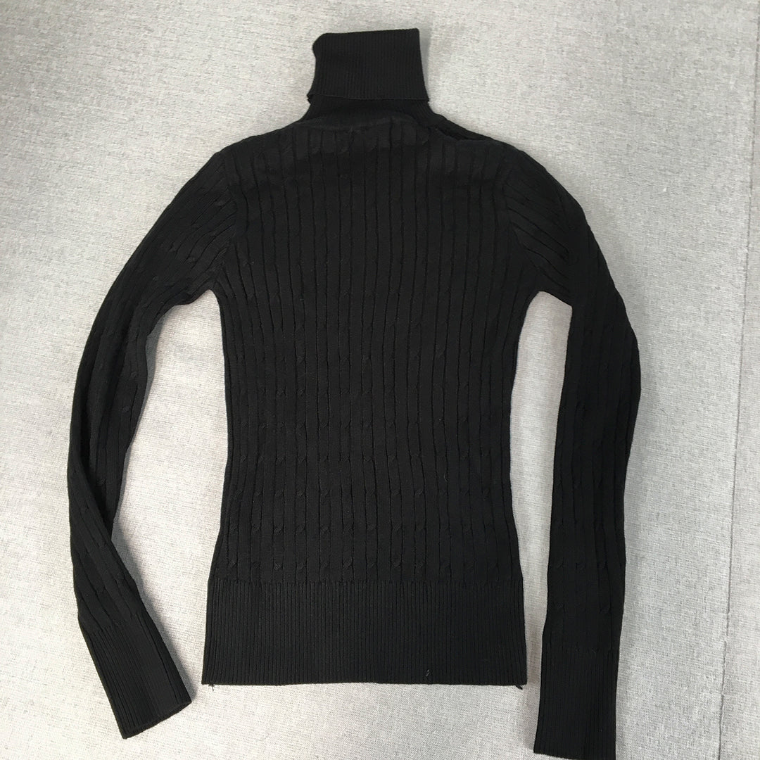 Intruder Womens Knit Sweater Size S/M Black Stretch Fabric Pullover Jumper