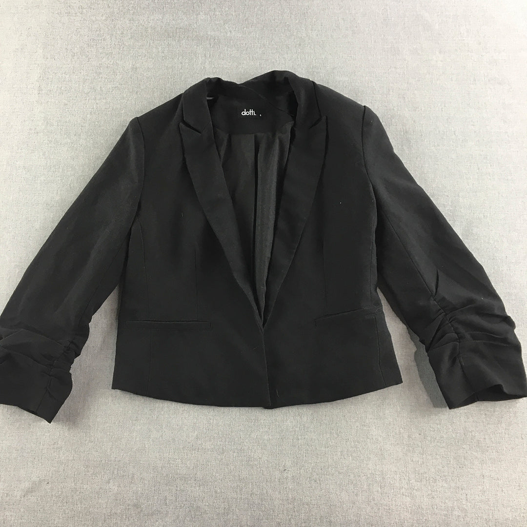 Dotti Womens Jacket Size 6 Black Collared Blazer Coat