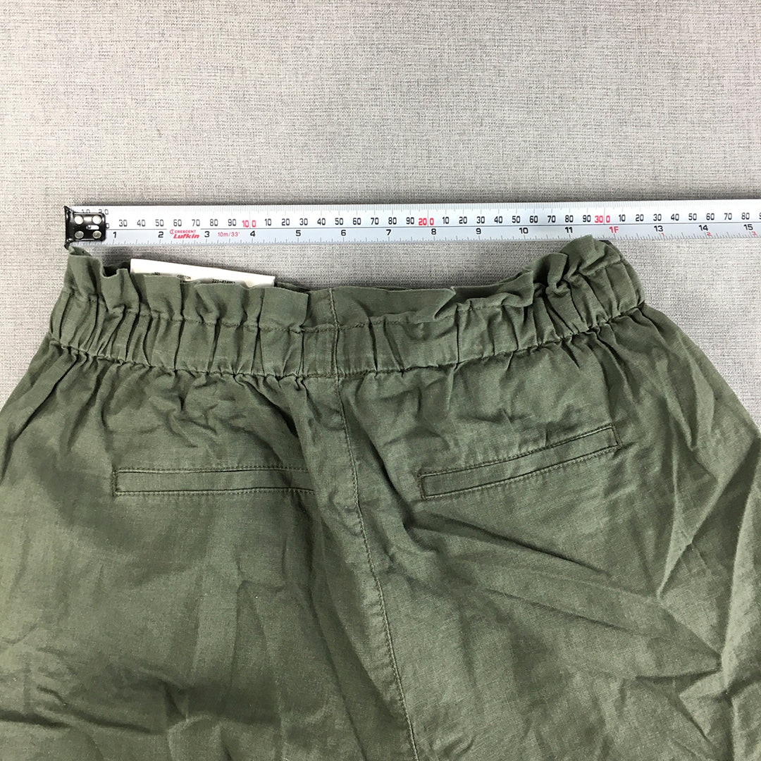 NEW Uniqlo Womens Linen Shorts Size XS Khaki Green Drawstring Pockets