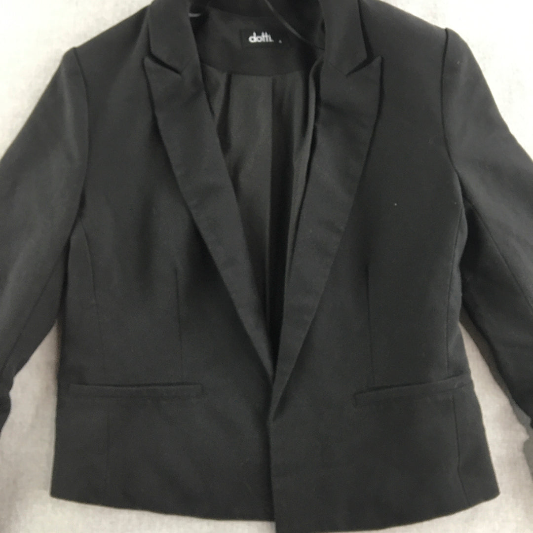 Dotti Womens Jacket Size 6 Black Collared Blazer Coat