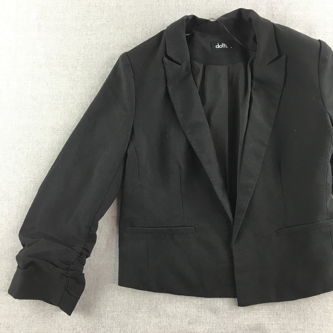 Dotti Womens Jacket Size 6 Black Collared Blazer Coat