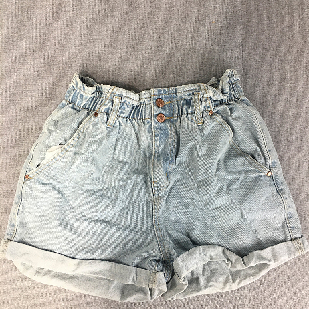 STNDRD Denim Womens Denim Shorts Size 10 Light Wash Elastic Waist Blue