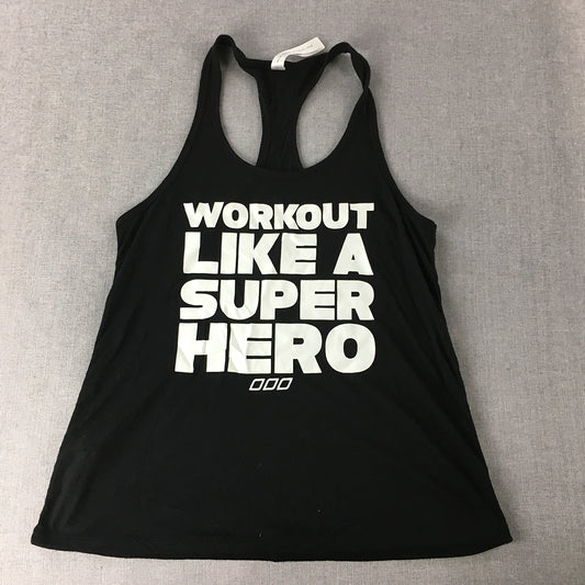 Lorna Jane Womens Tank Top Size S Black Workout Like A Super Hero Shirt