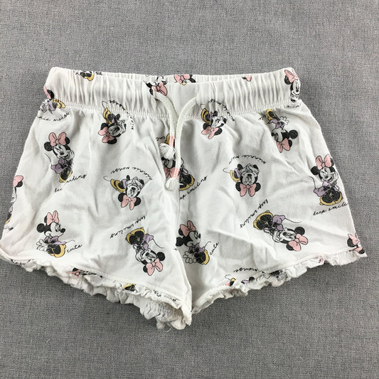 Disney Minnie Mouse Kids Girls Shorts Size 4 White Elastic Waist Drawstring