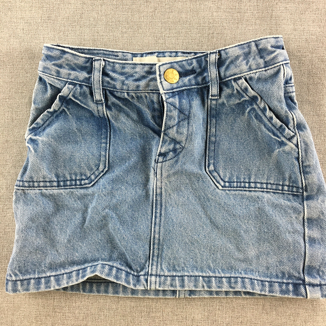 Lee Riders Jnr Kids Girls Denim Skirt Size 6 Blue Straight Pockets