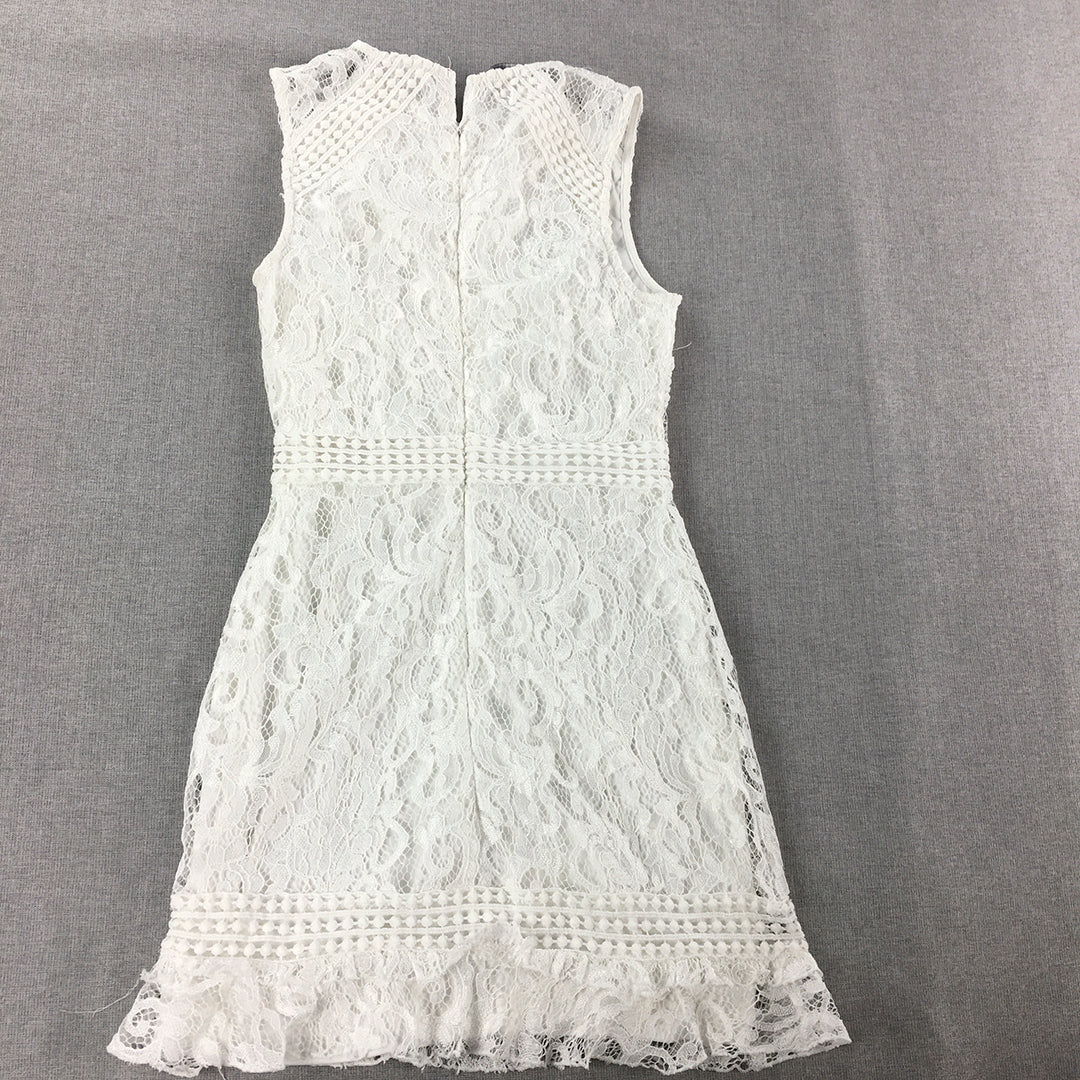 Eilly Bazar Womens Mini Dress Size XS White Floral Lace Sleeveless