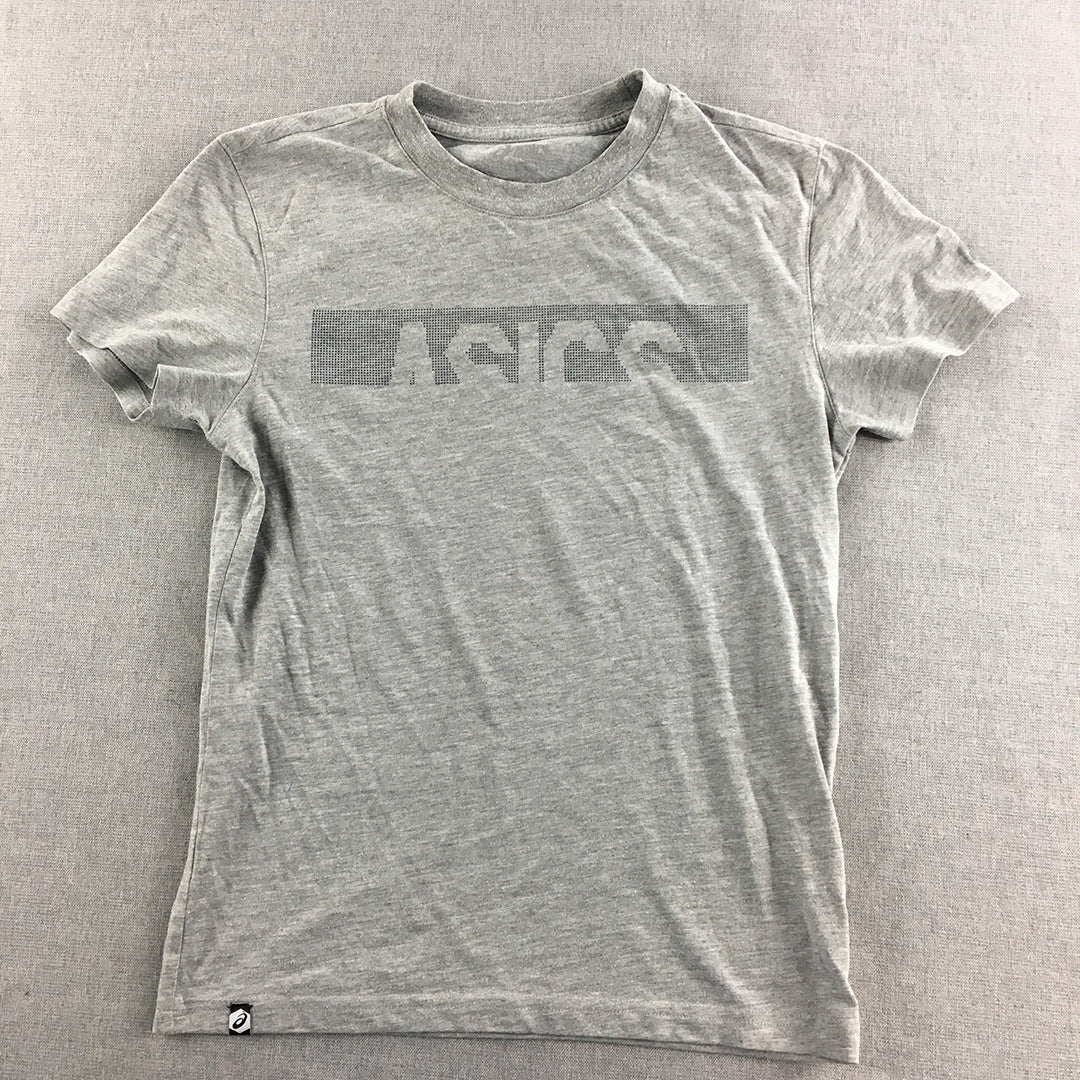 Asics Womens T-Shirt Size 8 Grey Logo Short Sleeve Top