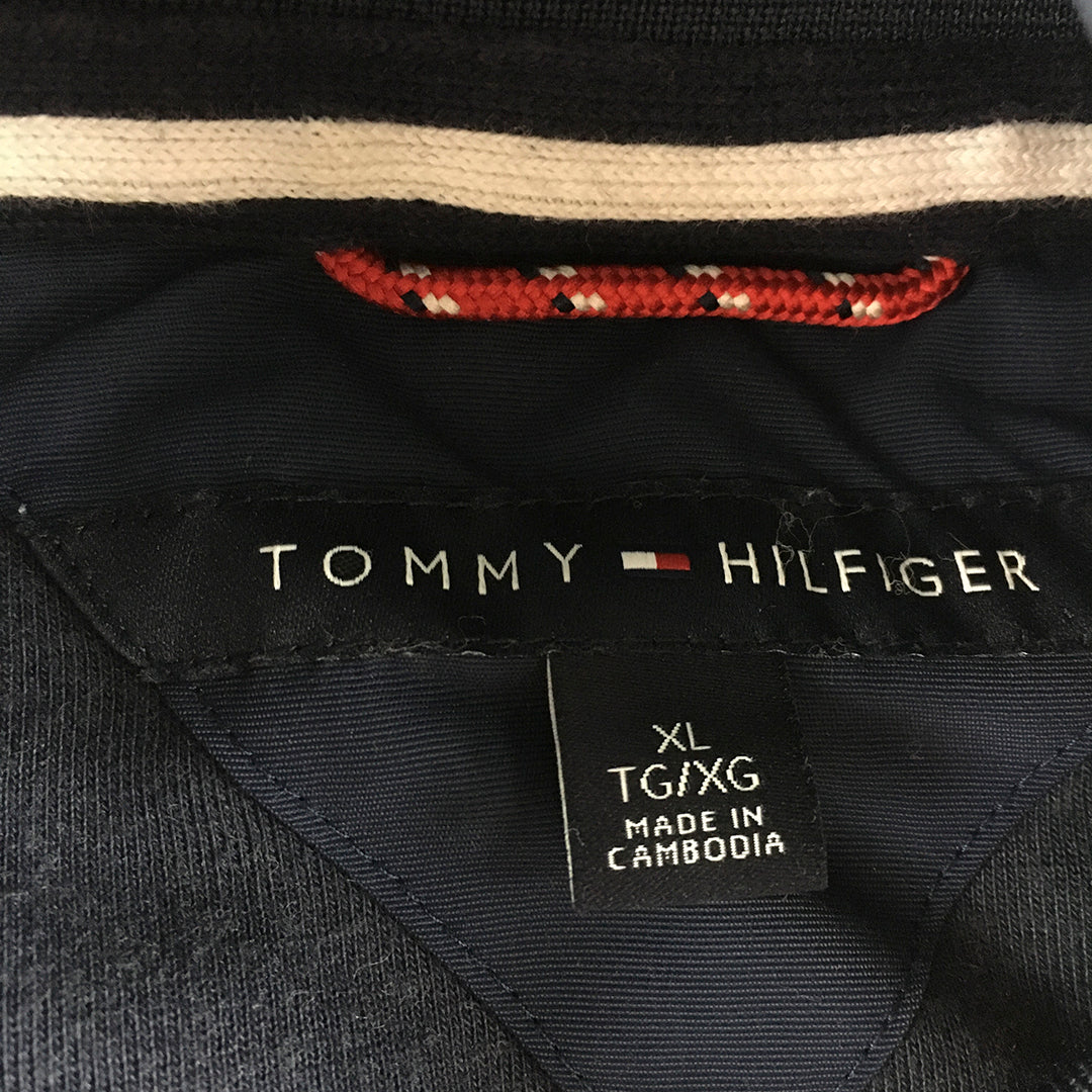Tommy Hilfiger Mens Hoodie Jacket Size XL White Red Blue Logo Windbreaker