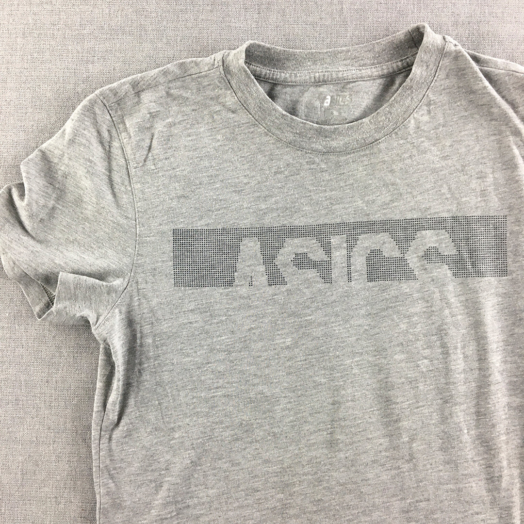 Asics Womens T-Shirt Size 8 Grey Logo Short Sleeve Top