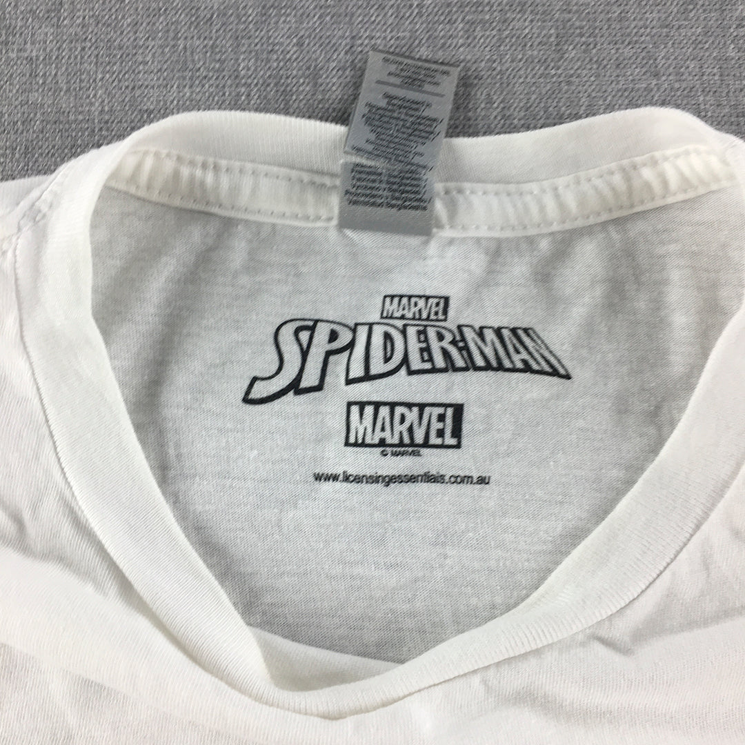 Spider-Man Mens T-Shirt Size M White Marvel Short Sleeve Crew Neck Tee