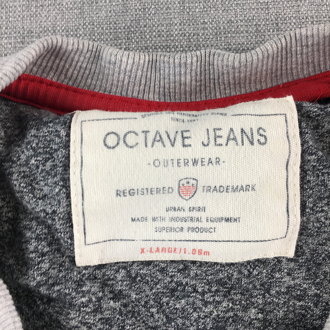 Octave Jeans Mens Sweater Size XL Grey USA Flag Crew Neck Jumper