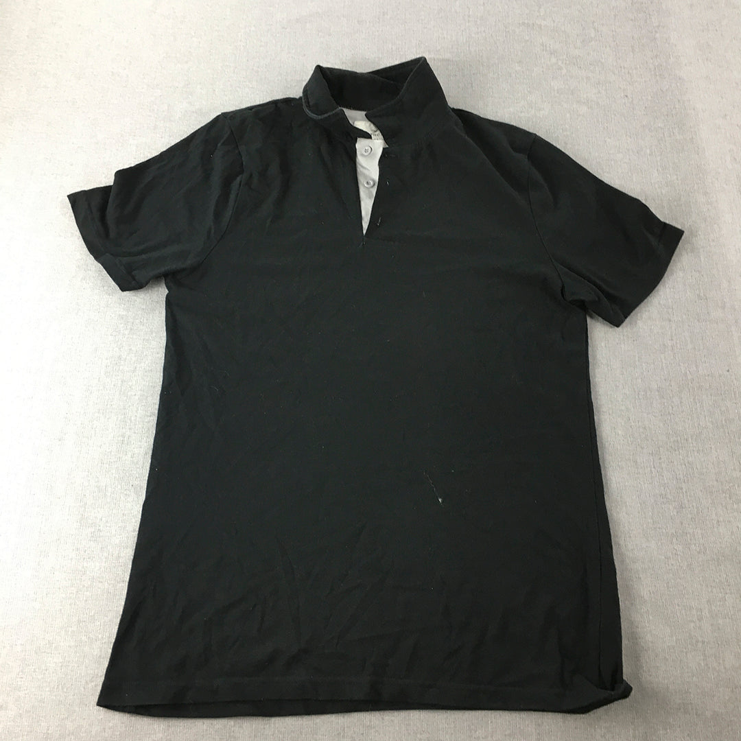 Southcape Mens Polo Shirt Size S Black Collared Short Sleeve Rugby