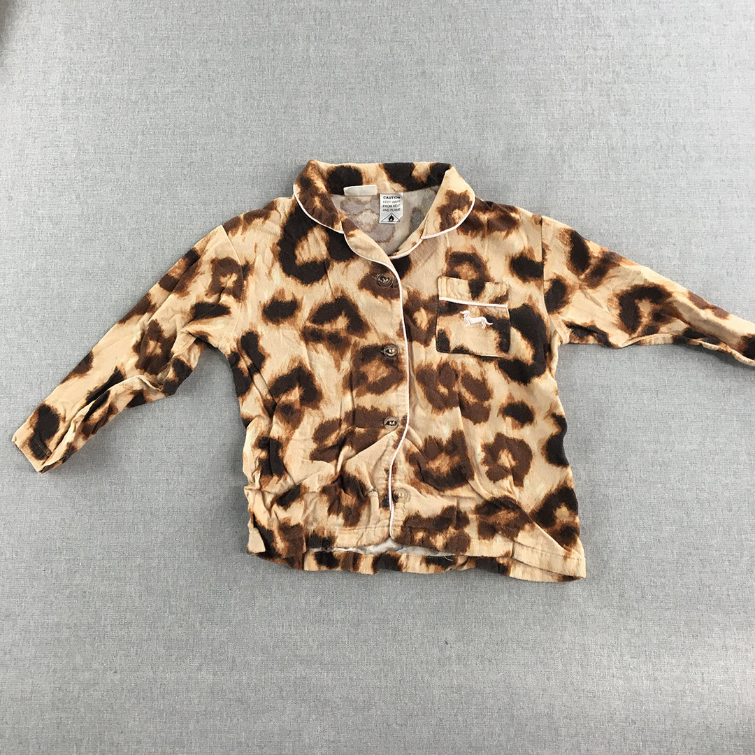 Peter Alexander Jnr Kids Girls Sleep Shirt Size 4 Brown Leopard Print Pajama