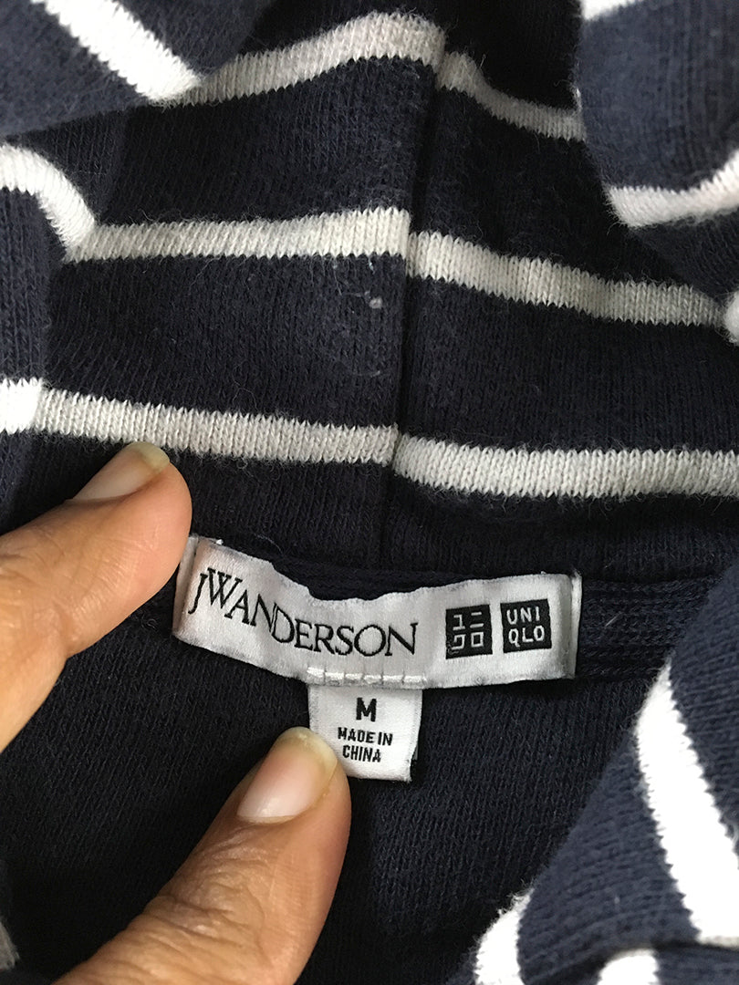 JW Anderson x Uniqlo Hoodie Sweater Adult Size M Blue Striped Knit Jumper