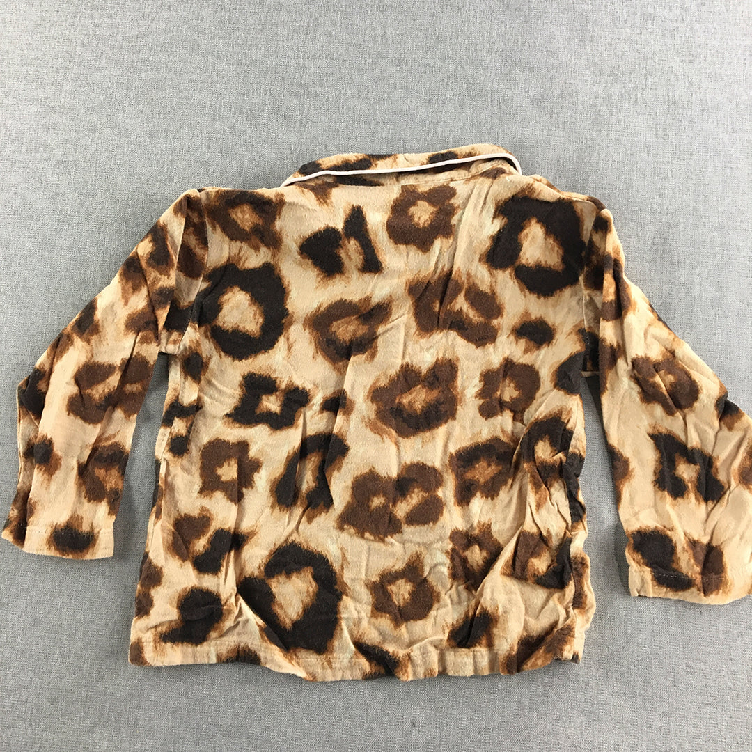 Peter Alexander Jnr Kids Girls Sleep Shirt Size 4 Brown Leopard Print Pajama