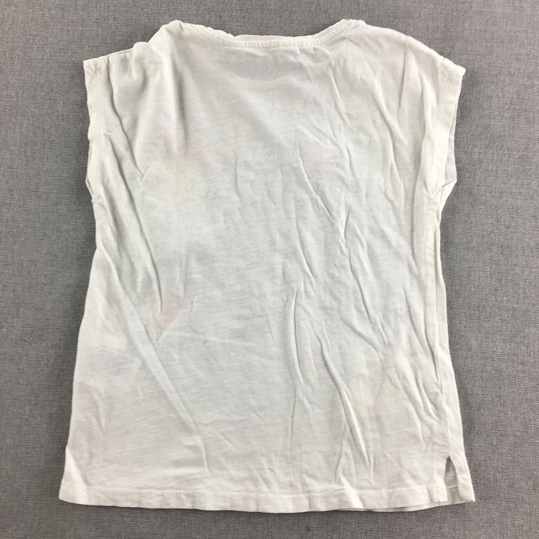 H&M Kids Girls T-Shirt Size 4 - 6 Years White Short Sleeve Top