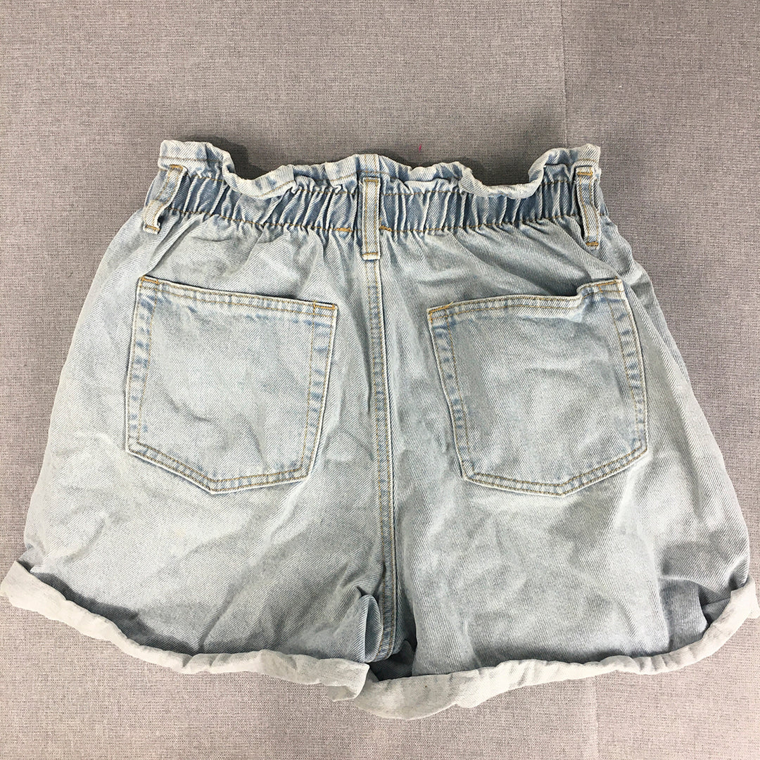 STNDRD Denim Womens Denim Shorts Size 10 Light Wash Elastic Waist Blue