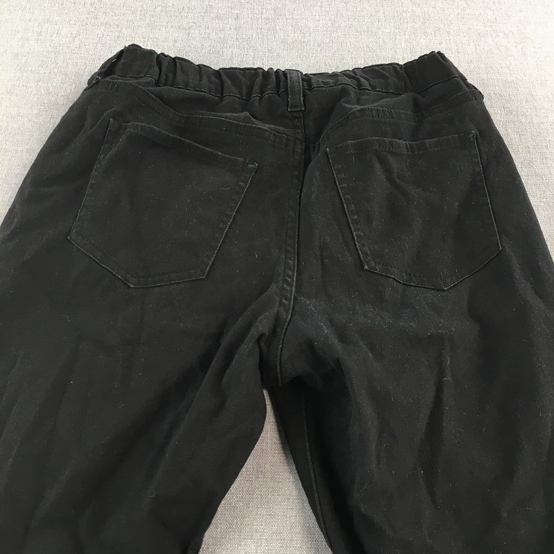 Uniqlo Kids Boys Jeans Size 11 - 12 Years Black Elastic Waist Skinny Denim