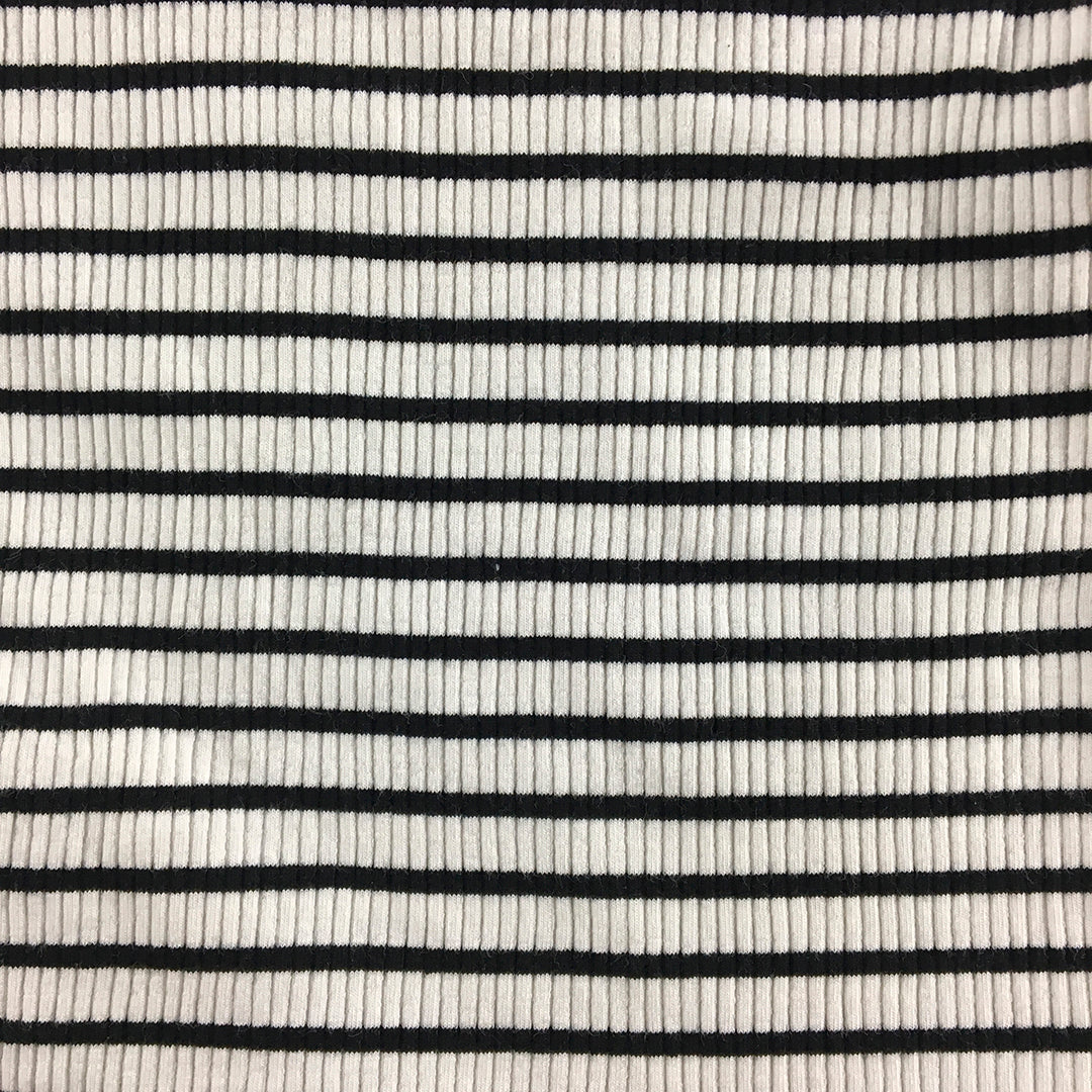 H&M Womens Knit Shirt Size XS White Black Striped Short Sleeve Top