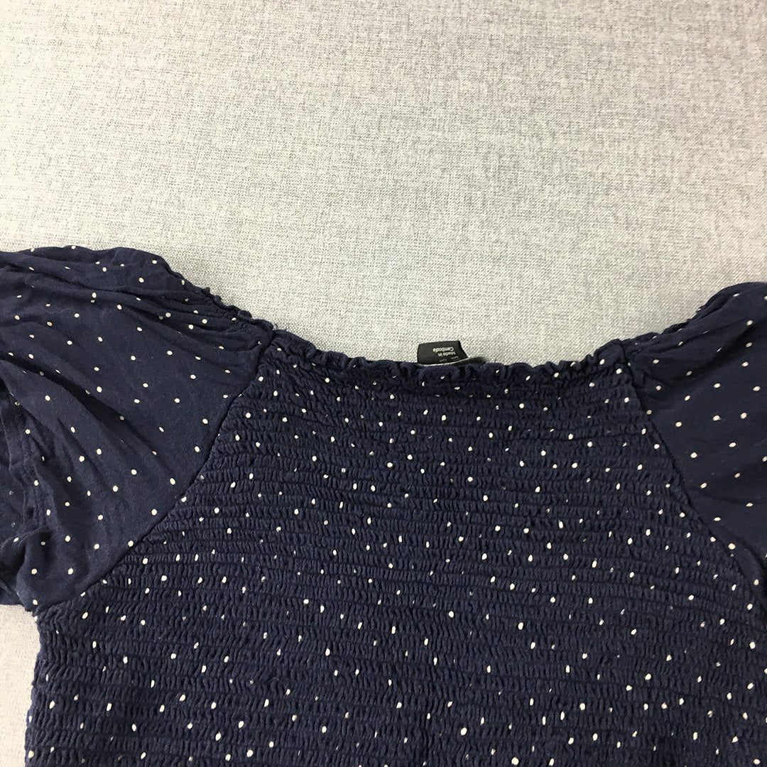 H&M Mama Womens Mini Dress Size S Blue Dot Maternity Short Sleeve