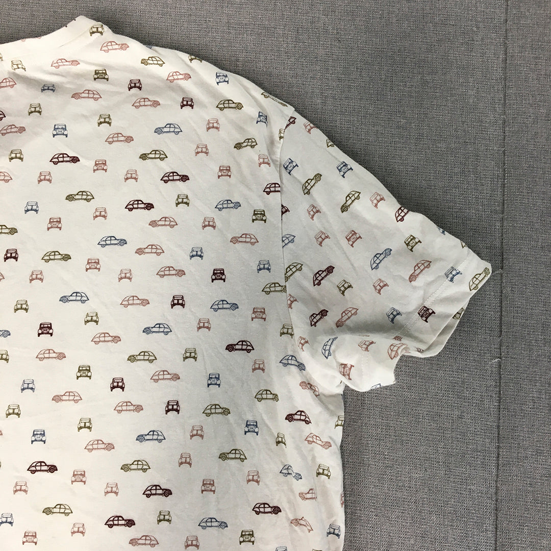 RW & Co. Womens T-Shirt Size 2XL White Car Auto Pattern Dot Pocket Top