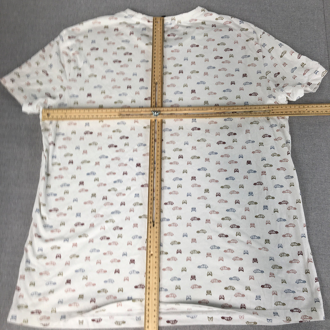 RW & Co. Womens T-Shirt Size 2XL White Car Auto Pattern Dot Pocket Top