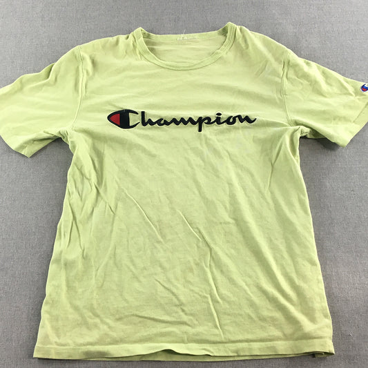 Champion Mens T-Shirt Size XS Green Big Embroidered Logo Crew Neck Tee