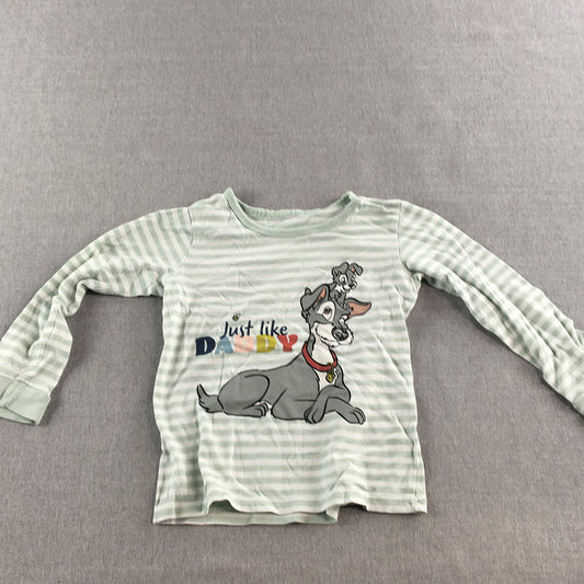 Lady and the Tramp Kids Girls Top Size 4 Green Striped Pullover Shirt Disney