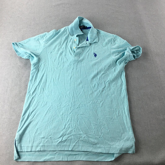 U.S. Polo Assn. Mens Shirt Size S Blue Logo Collared Rugby