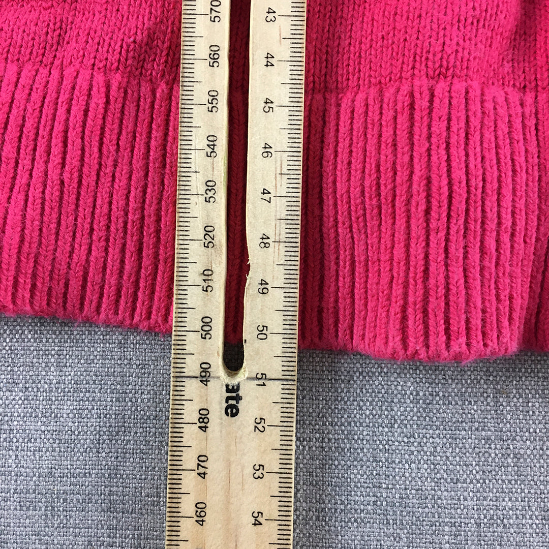 Tommy Hilfiger Womens Knit Sweater Size M Pink Logo 1/4 Zip Pullover Jumper