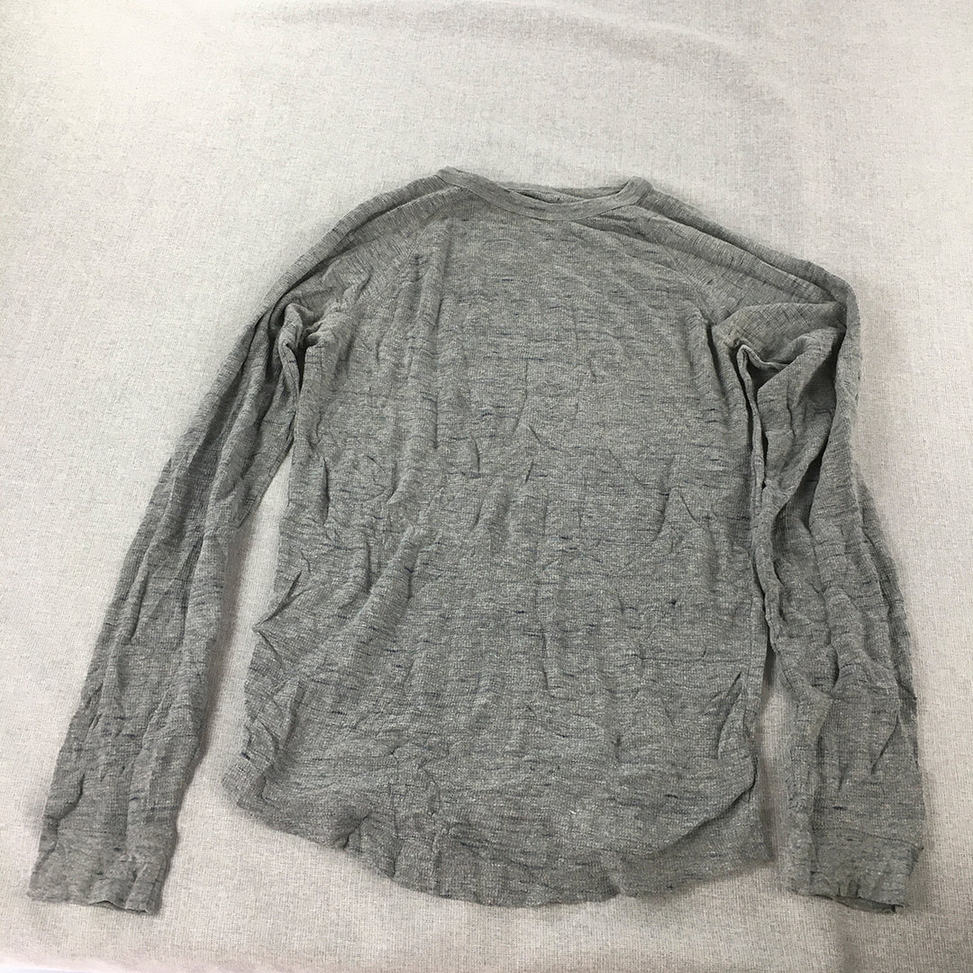 Mossimo Womens Thermal Shirt Size M Grey Crew Neck Knit Pullover