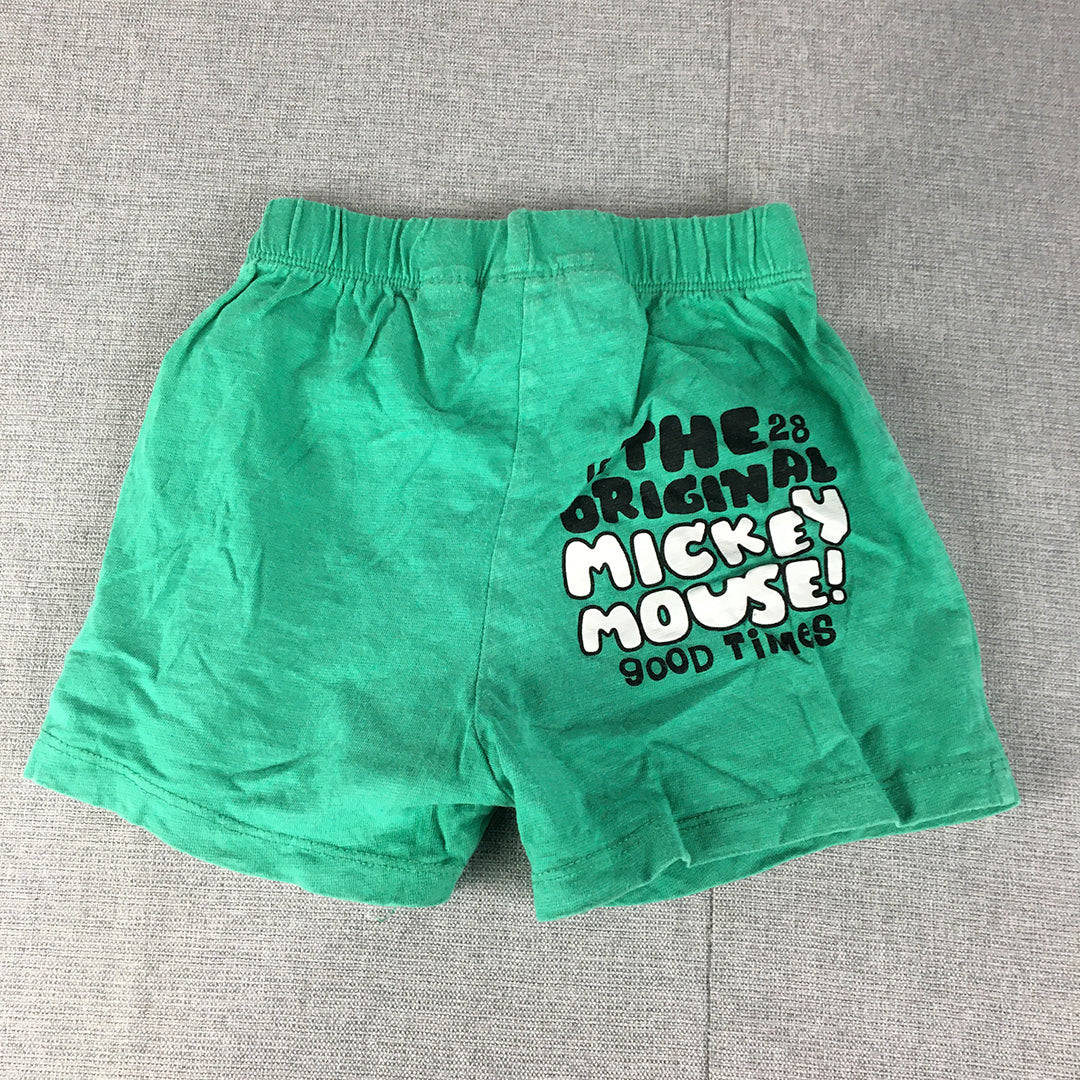 Disney Mickey Mouse Kids Shorts Size 3 - 4 Years Toddler Green Elastic Waist