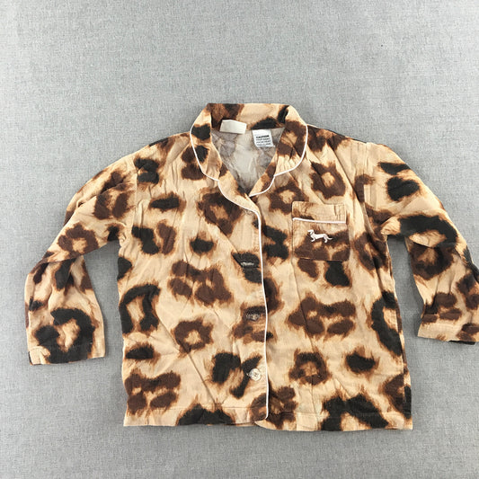 Peter Alexander Jnr Kids Girls Sleep Shirt Size 4 Brown Leopard Long Sleeve