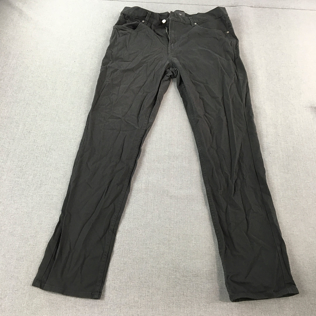 H&M Mens Chino Pants Size 32 Black Slim Fit Pockets Trousers