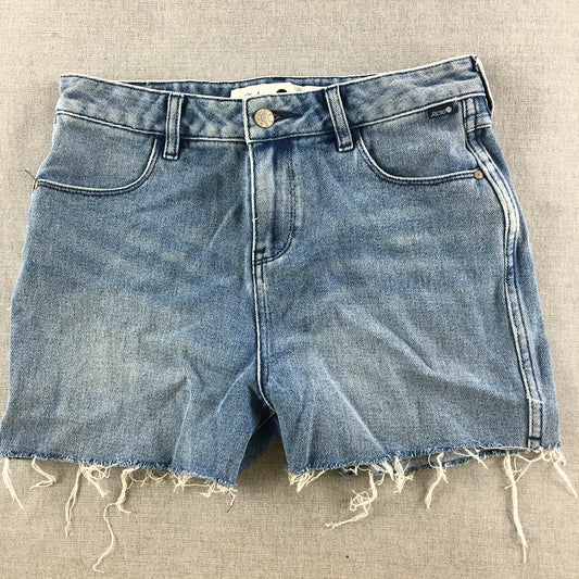 Lee Riders Jnr Kids Girls Denim Shorts Size 14 Blue Pockets Raw Hem